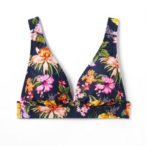KONA SOL NWOT Tropical Print Bikini Top Size Medium